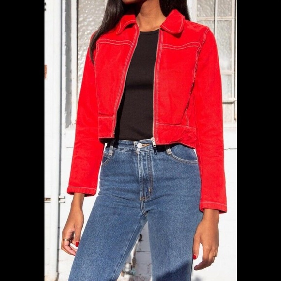 brandy melville red denim jacket